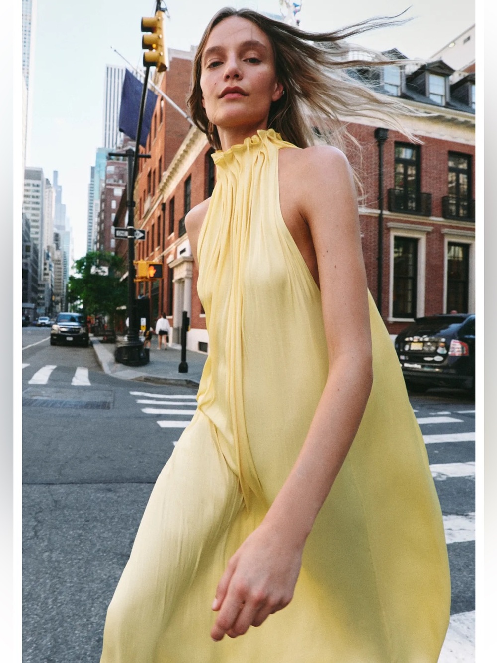 Zara ZW Collection Satin Effect Halter Dress
